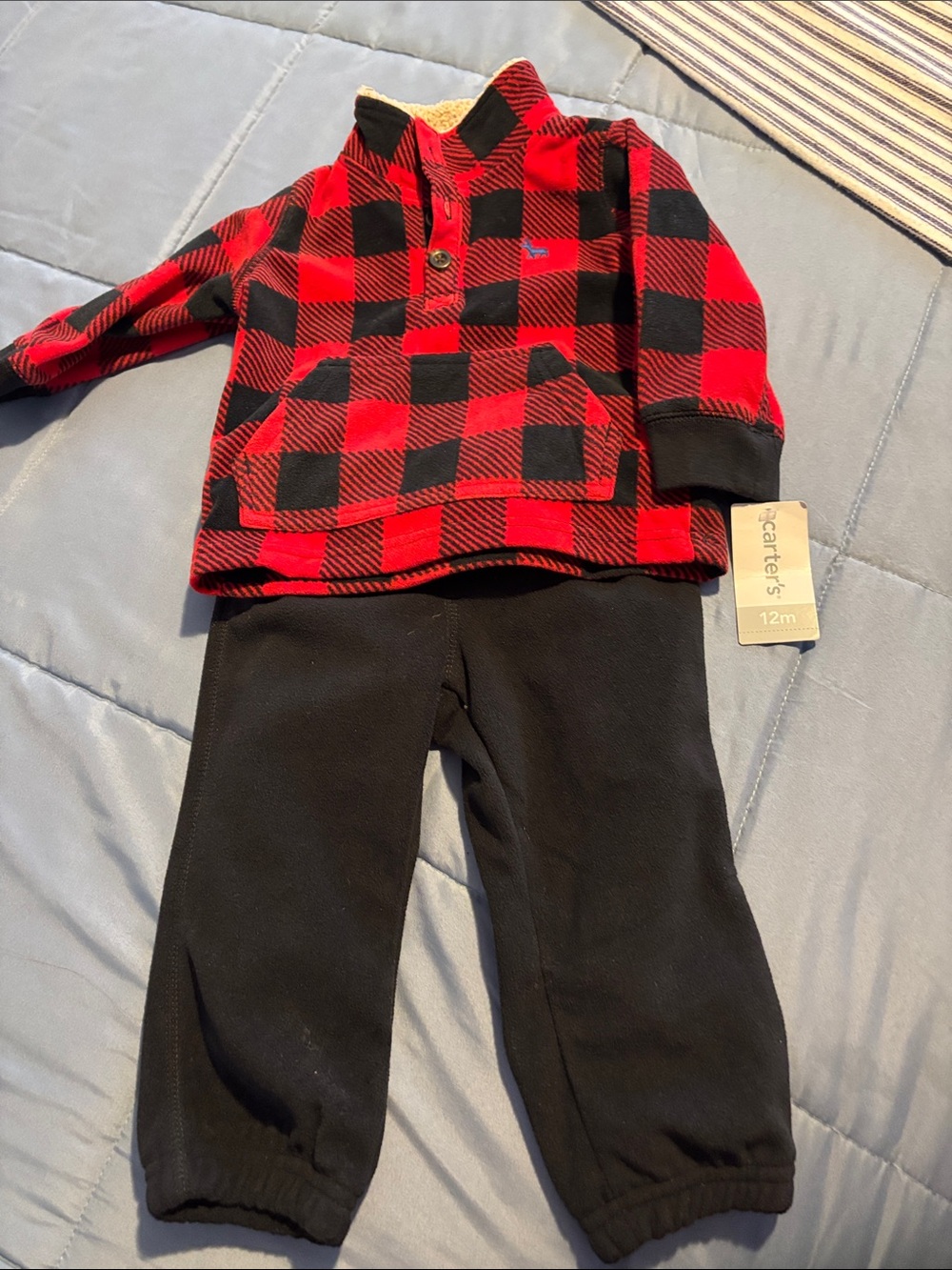 Boys Carter's Red and Black Buffalo Plaid Pullover Set
